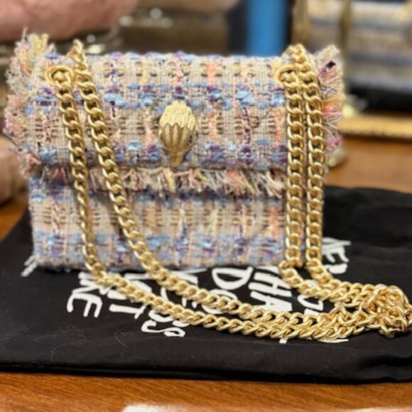 Kurt Geiger Kensington Mini Chain Strap Tweed Crossbody Purse - Picture 1 of 6